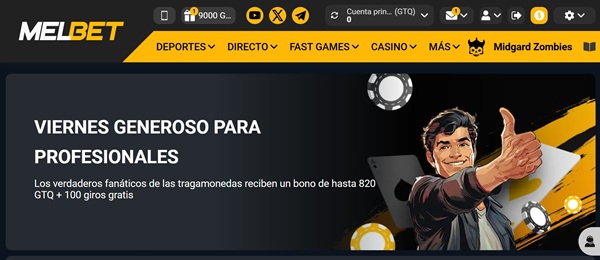 Bono de recarga MelBet casino guatemala